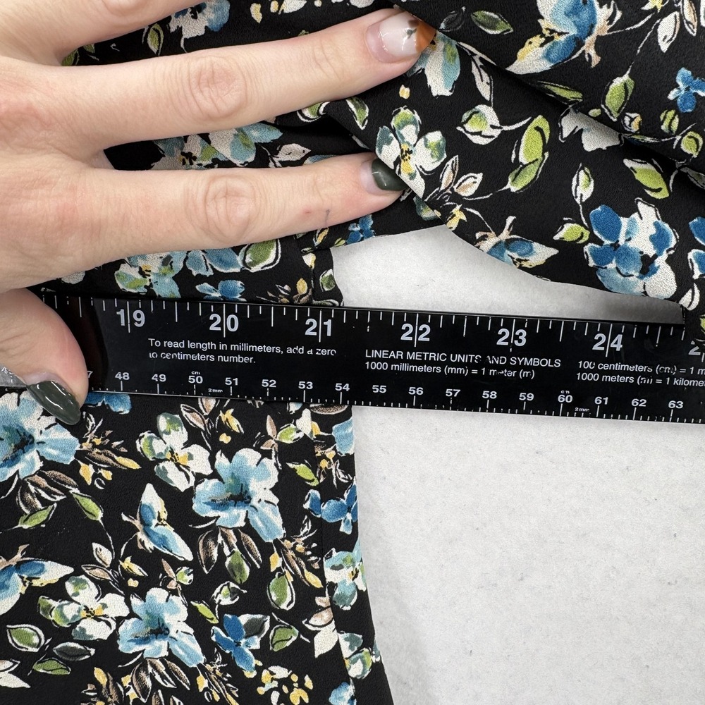 J Jill Tunic Top Womens Medium Black Floral Button Front Long Sleeve Shirt NWT - Picture 9 of 13